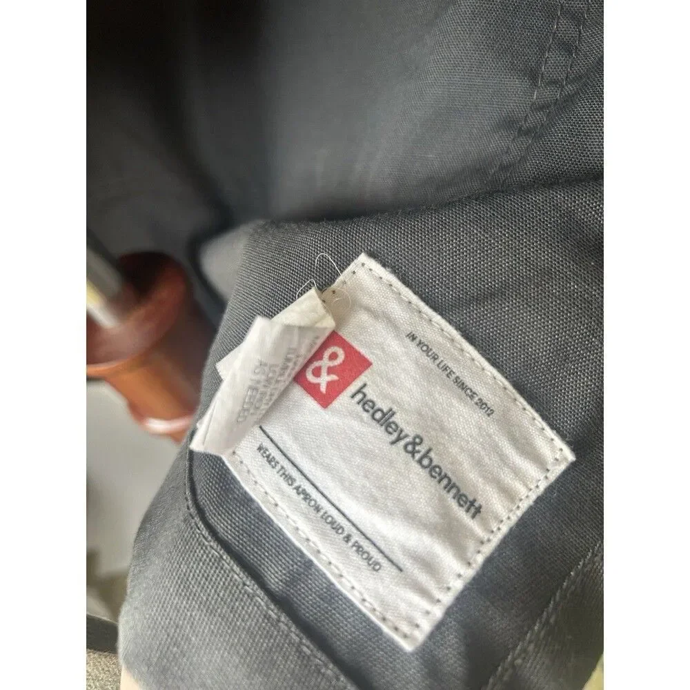 Hedley‎ & Bennett Waist Apron Bistro Length Two Pockets Slate Gray Embroidered